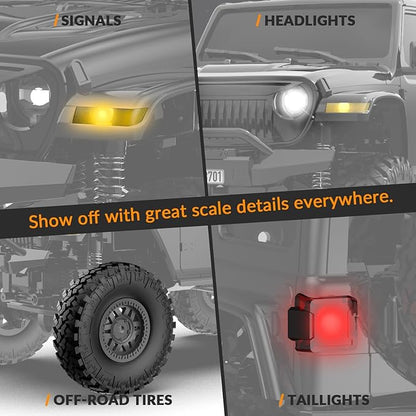 RACENT 1/24 RC Crawler 4WD Off Road All Terrain RC Monster Truck Rock Climbing with led Light Waterproof Hobby Grade Toys with 2 Batteries for Adults (Black)