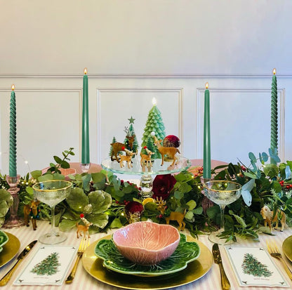 6 Pack Hunter-Green Taper Candles and 6 Pack Spiral Candles Set, 10 Inch Elegant Dripless Unscented Candlesticks for Spring St. Patrick's Day Christmas Dinners Parties and Home Decor