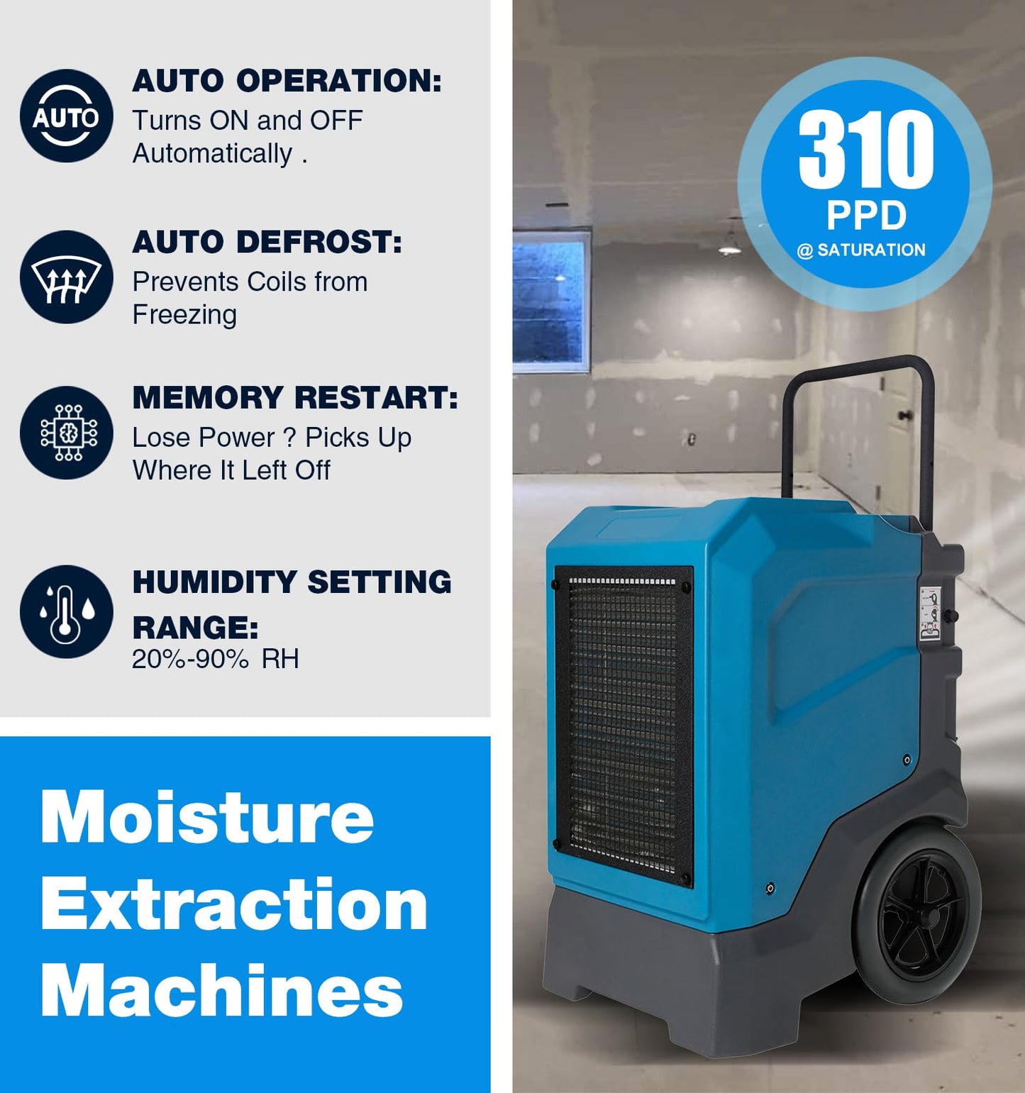 MOUNTO Pro Restoration Bundle – 8× AM33 Air Movers, 1× DH165 Industrial LGR Dehumidifier, 1× HEPA 500 Air Scrubber – Complete Drying & Air Filtration Package