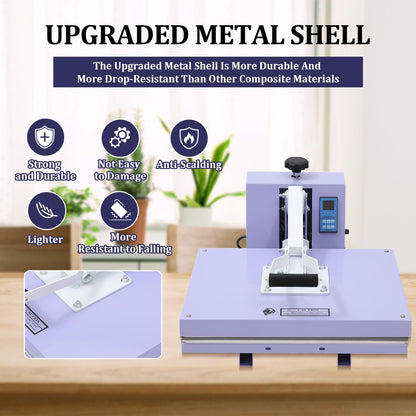 Heat Press 16x20, Heat Press Machine for T-Shirts with Fast Heating & Adjustable Pressure, Digital Industrial Sublimation Heat Transfer Machine for Canvas, Bags, Hats, Pillows