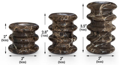 Vixdonos Marble Candle Holder Set of 3 Taper Candle Candlestick Mantle Candle Stand for Home Decor,Wedding,Party and Table Centerpieces(Brown)