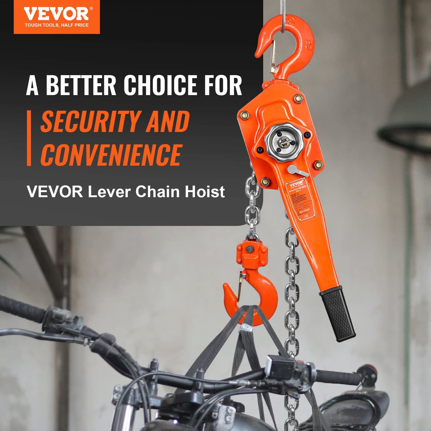 VEVOR Manual Lever Chain Hoist Bundle, Includes 3 Ton 6600 lbs 20 FT and 3/4 Ton 1650 lbs 10 FT Come Alongs, G80 Galvanized Carbon Steel with Weston Double-Pawl Brake