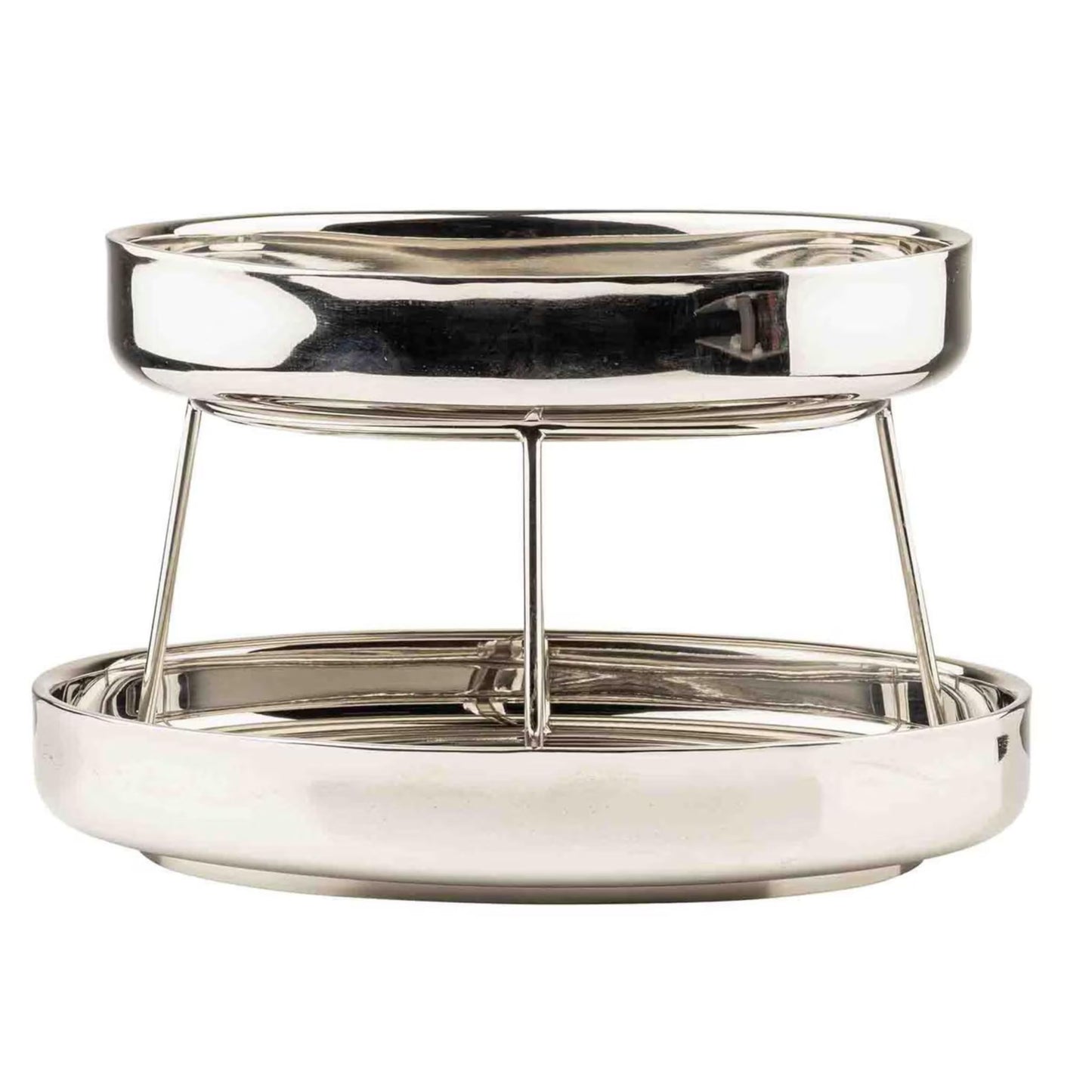 TableCraft 12914 Oval Two-Tiered Seafood Tower, Double-Wall Stainless Steel Display with Mirror Finish, 11.75" & 13.75" Oval Bowls, Elevated Chilled Presentation, 14" x 9.5" x 8.5", Silver
