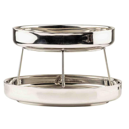 TableCraft 12914 Oval Two-Tiered Seafood Tower, Double-Wall Stainless Steel Display with Mirror Finish, 11.75" & 13.75" Oval Bowls, Elevated Chilled Presentation, 14" x 9.5" x 8.5", Silver
