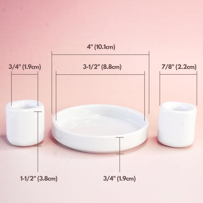 Unity Candle Holders and Vase Set, White Porcelain Candleholders for Taper Candles and Vase for Pillar Candle, Set of 3, Minimalist Round Ceramic Candle Holders, Great for Wedding Candle Set