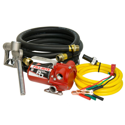 Fill-Rite RD812NH 12V 8 GPM Portable Fuel Transfer Pump w/Discharge Hose, Manual Nozzle, Power Cable/Clips, & Suction Hose