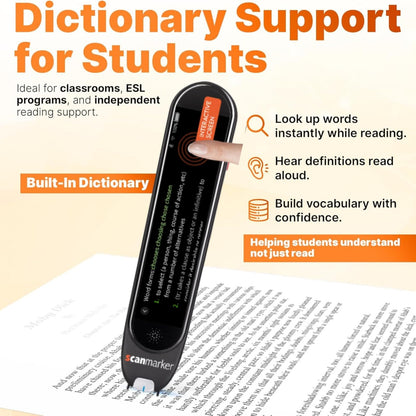 Scanmarker Pro | Translation Pen & Reading Pen for Kids & Adults | Assistive Tool & Language Translator Device for Dyslexia, Reading Support & Language Learners | Translator Pen for 100 Languages
