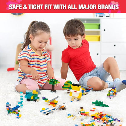 1600 Pieces Building Bricks Building Bulk Block with 2 Packs 24x24 Studs Sticky Plate and 46PCS Wheel Accessory - Compatible with All Major Bricks Gfits for Kid - 18 Shape/16 Colo