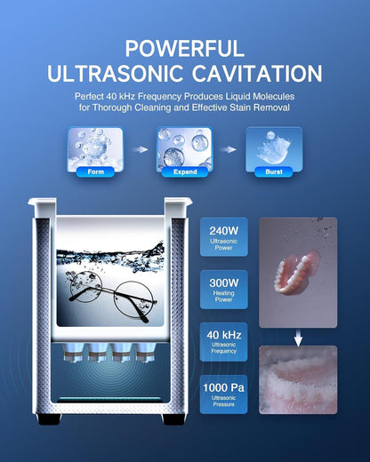 CREWORKS 10L Digital Ultrasonic Cleaning Machine with Heater & Timer, 240W Stainless Steel Ultrasonic Washing Machine, 2.6 gal Sonic Parts Cleaning Machine for Jewelry Glasses Auto Tool Machine Part