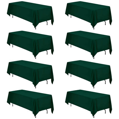 BRILLMAX 8 Pack Hunter Green Tablecloths 70 x 120 Inch for 6ft & 8ft Rectangle Tables - 150 GSM Polyester Fabric, Universal Fit, Water, Stain & Wrinkle Resistant Cloth Cover for Wedding Banquet