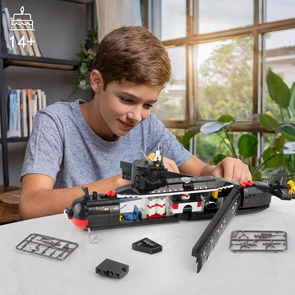 Finger Rock Nuclear Submarine Building Set WW2 Historical Military Series Submarine Model Set Collection Birthday Gifts Toy for Teens and Adults 14+ (519 Pieces)