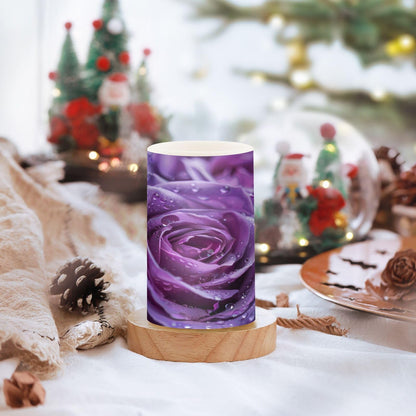 ALAZA Purple Rose Flameless Candles, LED Pillar Candles with Remote Timer, Battery Operated Candles Set of 2