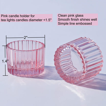 VOHO Pink Candle Holders for Girl Birthday Gifts, 12pcs Tealight Candle Holder for Centerpiece Table Decorations, Glass Candle Holder for Votive Candles & Tea Lights Candles