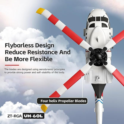 K270 UH60L Remote Controlled Helicopter 2.4Ghz 4CH RC Helicopter Heli Aileronless 6-Axis Gyroscope Air Pressure Hold Optical Flow Position 3-Batteries for Adults Beginners