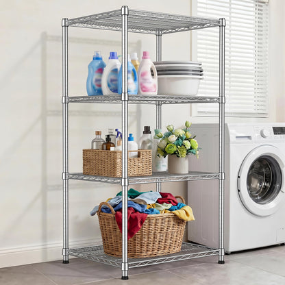 24"Depth Metal Wire Shelving Unit Metal Shelf Adjustable Storage Rack Kitchen Storage shelves 4 Tier Commercial Heavy-Duty 2200 LBS Sturdy Standing Steel for Home Garage Pantry 24"Dx 30"Wx59"H