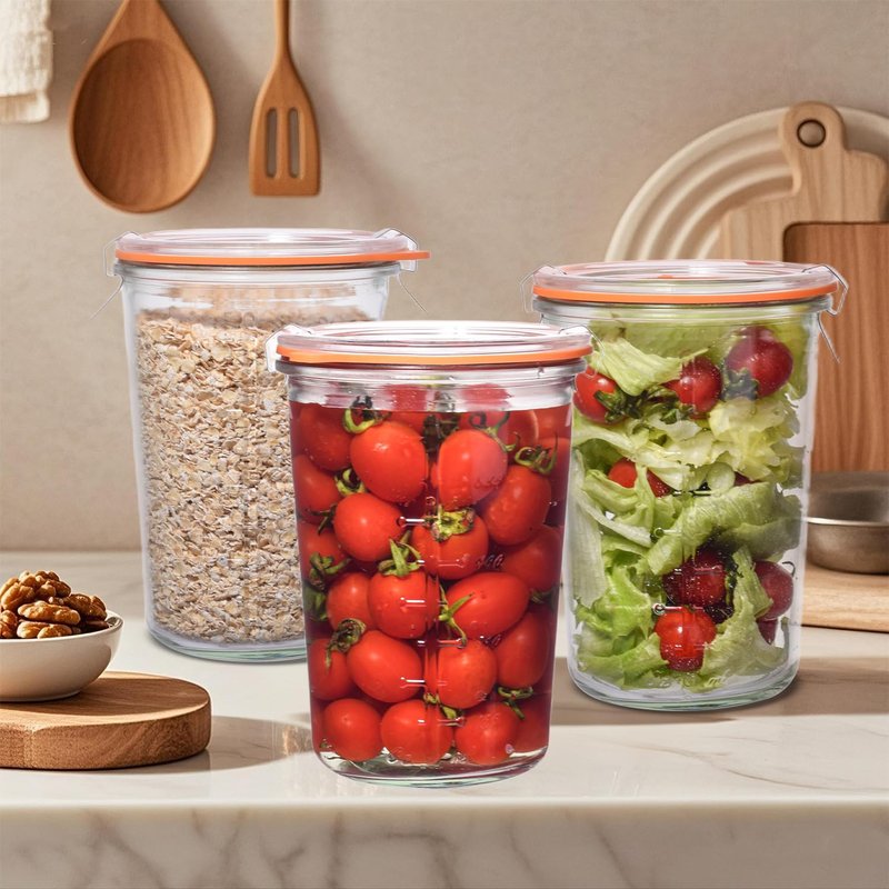 PYVYLO Glass Sourdough Starter Jar,27oz Wide Mouth Jars for Sourdough Starter,Airtight Food Storage Containers with Glass Lid for Bread Baking Supplies