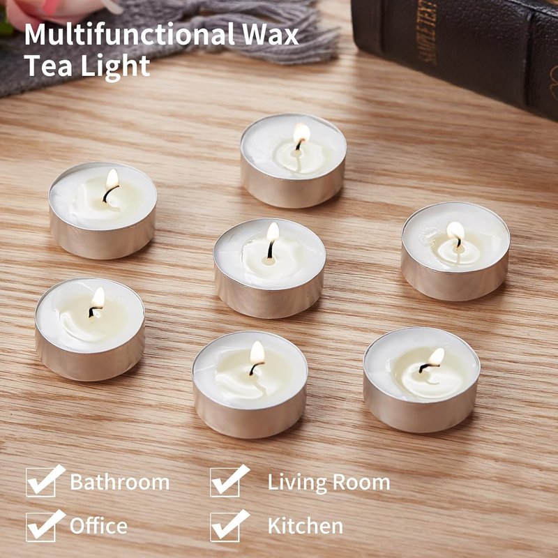 30-Pack Scented White Tealight Candles - 2 Hour Burn Time, Natural Palm Wax, Smokeless, with Cotton Wick in Aluminum Shell - Ideal for Weddings, Bathing, and Festive Decor - 1.2" x 1"