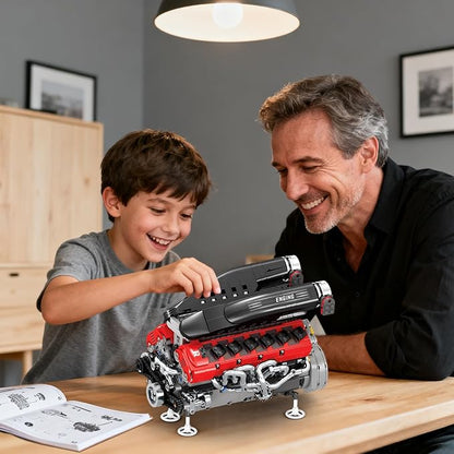 Reobrix V12 Engine Building Kit for Adults 65° V-Angle Supercar Engine Model with Motor Precision Mechanical Model Engines Kit for Display &amp Collection STEM Gift for Car Enthusiasts