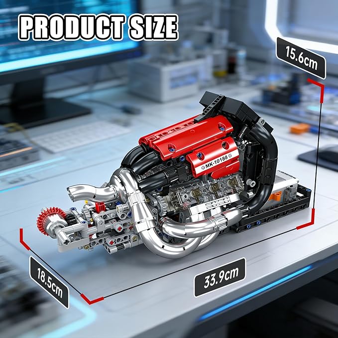 Mould King 10188 Engine Building Kit for Adults Combustion Racing Car Engine Model Kit for Display STEM Building Project for Teens 14+(980 PCS)