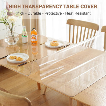 LovePads Clear Table Cover Protector, 54 x 54 Inch 2mm Thick Plastic Table Cover, Table Protector for Dining Room Table, Waterproof Dresser Cover Top for Kitchen, Coffee, Writing Desk