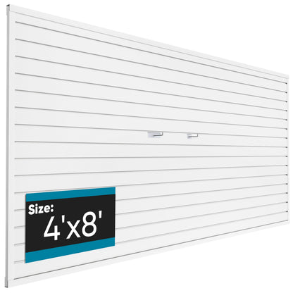 Brakki PVC Slat Wall Paneling 4x8 ft, Garage Organizer Storage System, White Slatwall Panels for Garage Organization Product, Heavy Duty Wall Mounted Tool Storage for Home