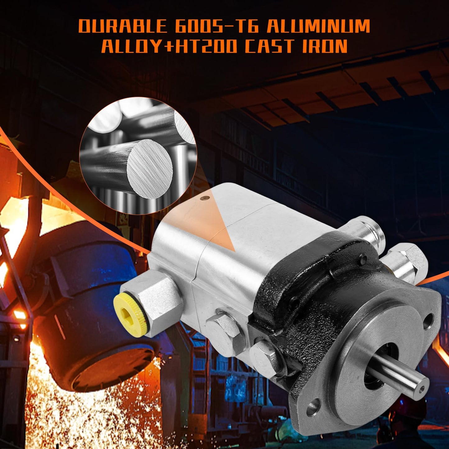 PumpShark 22 GPM, 2 Stage, Hydraulic Wood Log Splitter Pump, 3000 PSI, Aluminum HI/LO Gear Pump, 3600 RPM, 5/8" Shaft