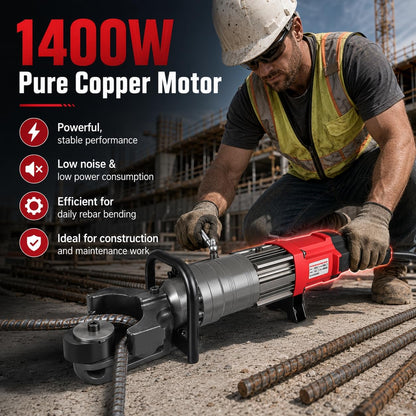 GERMCENS Electric Rebar Bender 1500W Hydraulic Rebar Bending Machine #16-25 mm Rebar to 90° within 3-4s, Enabling easy bending of rebar steel bar,Comes with a storage box.