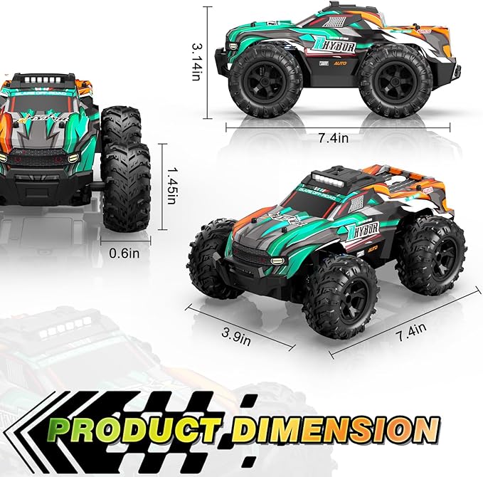 BLUEJAY Remote Control Car 1:16 All Terrain High Speed RC Cars Truck for Boy Rechargeable Monster RC Truck with Cool LED Lights &amp Spray RC Cars Toys Gifts for Adults Kids Boys Girls 4-7 8-12