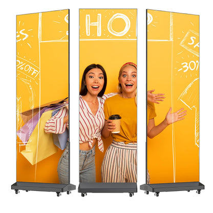 80 Inch LED Digital Signage Display, Foldable Seamless Stitching Kiosk, P1.86 GOB LED Screen Poster with Flight Case, Commercial Advertising Display for Events, Rentals and Weddings (Black, 1 Unit)