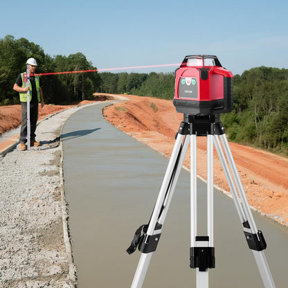 VEVOR Rotary Laser Level Kit, 2650ft 360-Degree Self Leveling Red Horizontal Laser Transit,with Heavy-duty Tripod, Receiver, Remote Control, Toolcase, IP66 Waterproof, 0.06in/100ft for Construction