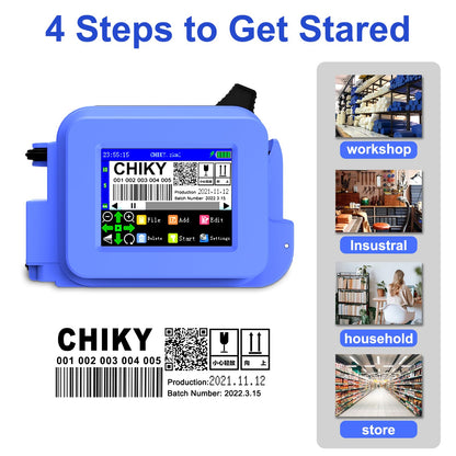 CHIKYTECH Upgraded Mini Inkjet Printer for All Materials, Portable Printing Machine for Date Time Barcode Logo Qrcode Batch Number Image Icons (Mini Inkjet Printer)