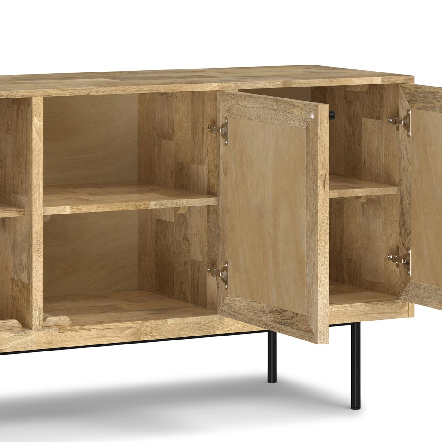 SIMPLIHOME Reeves 57 inch x 18 inch Rectangle Contemporary Modern Sideboard Buffet in Natural for The Dining Room and Kitchen