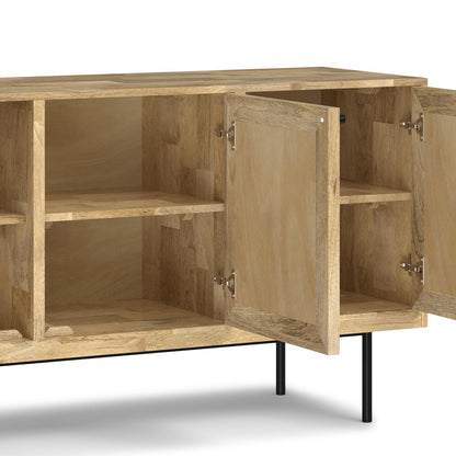 SIMPLIHOME Reeves 57 inch x 18 inch Rectangle Contemporary Modern Sideboard Buffet in Natural for The Dining Room and Kitchen