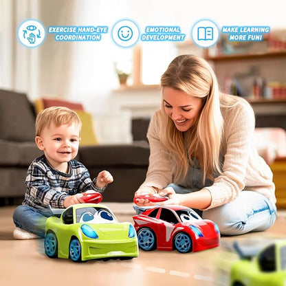 Remote Control Car RC Car Toy with Lights and Sounds for Boys Girls and Toddlers Ages 1-3 2-4 4-7 &amp 3 Years Old