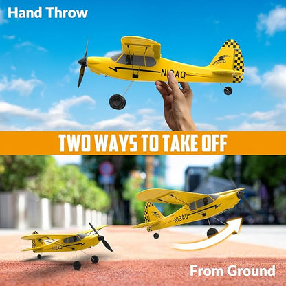 volantexrc RC Plane Trainer Sport Cub 3CH Remote Control Airplane with Prop Saver 6-Axis Gyro Stabilizer &amp 3 Modes to Fly Radio Controlled Aircraft RTF for Beginners and Adults (400mmYellow)