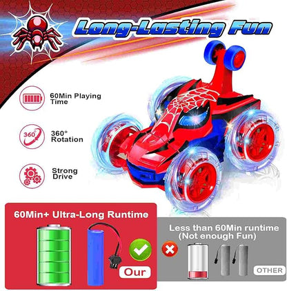 Kids Toys Spider RC Car for Boys 4-7 - Cool Spider Monster Remote Control Crawler Toy 360° Flip Fast Stunt &amp 4WD Light Up Wheel - Fun Boy Gift Idea for Birthday Chirstmas Stuff Age 3 4 5 6 7 8