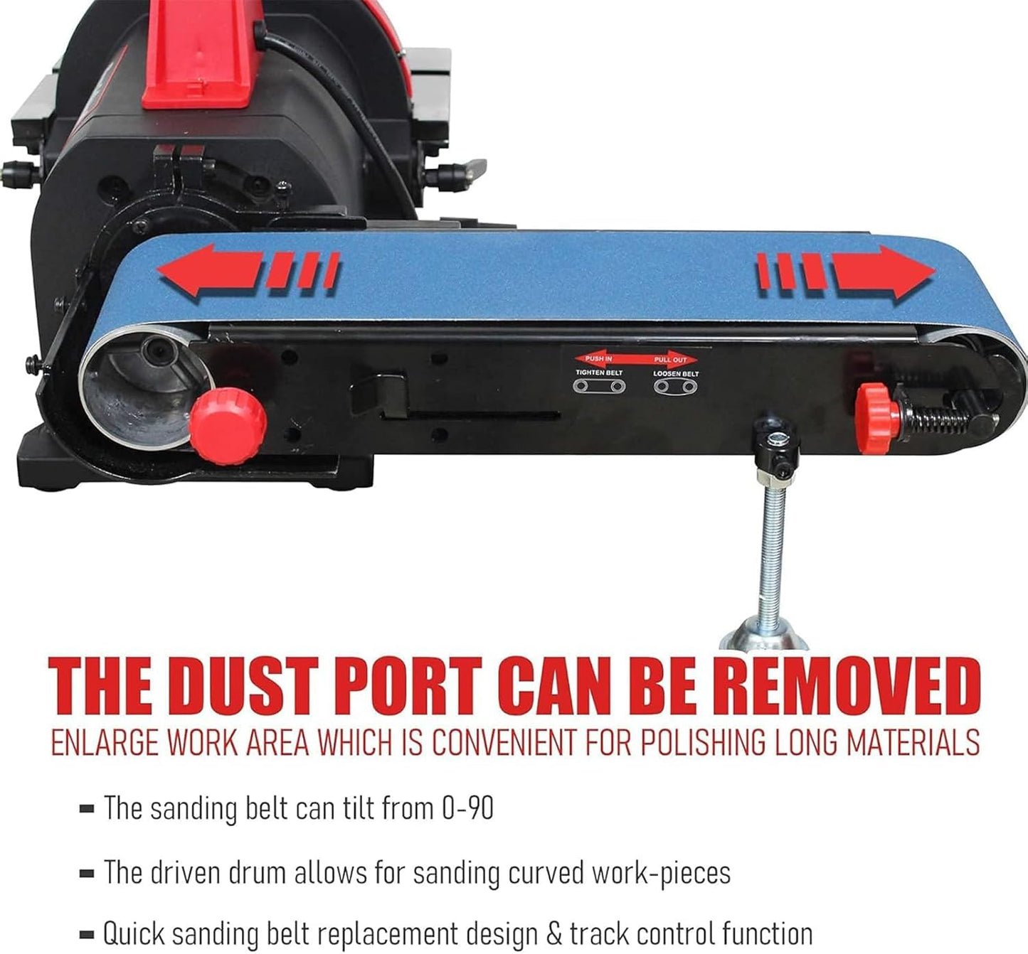 BUCKTOOL Pro 1HP Bench Belt Sander for Metal Working, 4 x 36 in Belt and 8 in Disc Sander with 1HP Direct-drive Motor, Benchtop for Metalworking, BD4801-M