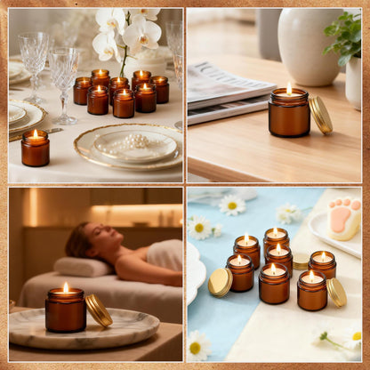 Trxvxo 24 Pcs 4 Oz Mini Soy Wax Candles, Mahogany & Teakwood Scented Aromatherapy Candles Bulk Set, Stress Relief Relaxation Candle, Ideal for Wedding Birthday Party Favors, Gifts and Home Decor