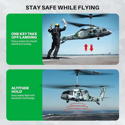 SYMA RC Military Helicopter S54H for Kids - One-Key Start/Landing Altitude Hold Upgraded Protection System 3.5 Channel Toy for Boys and Girls