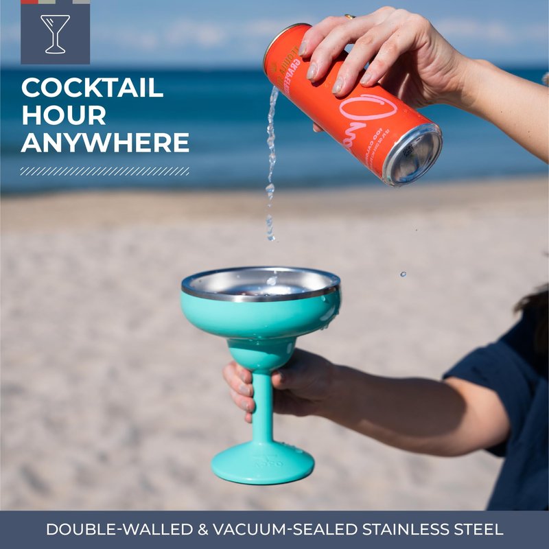 ORCA Rita | Temperature Insulated, Stainless Steel Margarita Glass, Lidded Tumbler for Cocktails, Wine & Cold Drinks — Turquoise