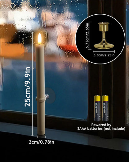 SUNGEGE Christmas Window Candles 6-Pack with Remote Timer (2/4/6/8H), Battery Operated Flameless LED for Windows, Includes Suction Cups, Bases & 2 Remotes – Holiday Decor