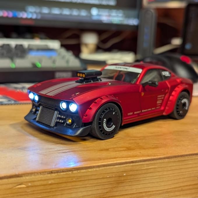 RC Drift Car 1/32 Scale High-Speed 4WD Mini Electric Remote Control Car 30 km/h with Gyro Stabilization and LED Lights Suitable for Adults (KM3299-Red)
