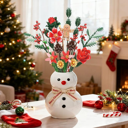 Christmas Flowers Bouquet Building Set Xmas Botanical Collection Compatible with Lego Flowers for Home Living Room Christmas Decor Xmas Gift for Grandkids &amp Teens 865 PCS