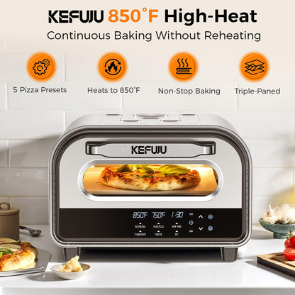 Pizza Oven Indoor,pizza maker,Makes 12 Inch Pizzas in 90s at 850°F,Countertop Electric Pizza Oven with Continuous Baking Without Reheating,Pizza Cooker with 6 Preset Modes,Pizza Stone&Peel Included