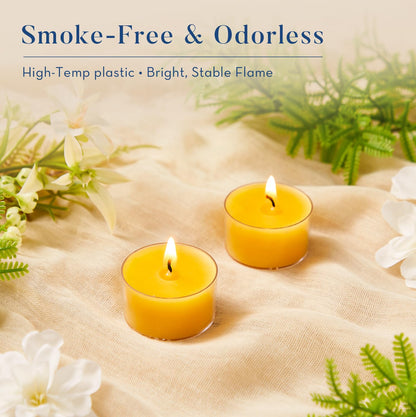 Crenovo 36 Pack Beeswax Tea Lights, 6-Hour Long Burning Tealight Candles, Ideal for Dinners Meditation Home Decor Tea Candles