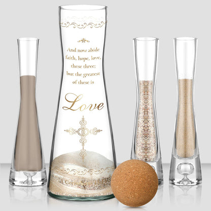 Irenare Unity Sand for Wedding Ceremony Set Include Ceremony Vase, Sand, Cork Stopper for Weddings Engagement Anniversary(Christian)