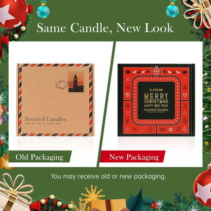 Christmas Candle Gift Set, 4 Pack 7 oz Soy Scented Candles for Home, Holiday & Birthday Gift for Women & Men, Includes Christmas Tree, Cookies, Spices & Apple Cider, Winter Holiday Home Decor