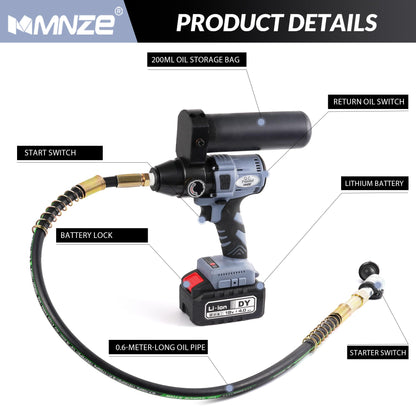 MMNZE Electric Hydraulic Pump 10000 psi, 200cc High Pressure Portable Manual Hydraulic Pump for Lifting Cylinder Puncher Crimper, Fitting ZG3/8