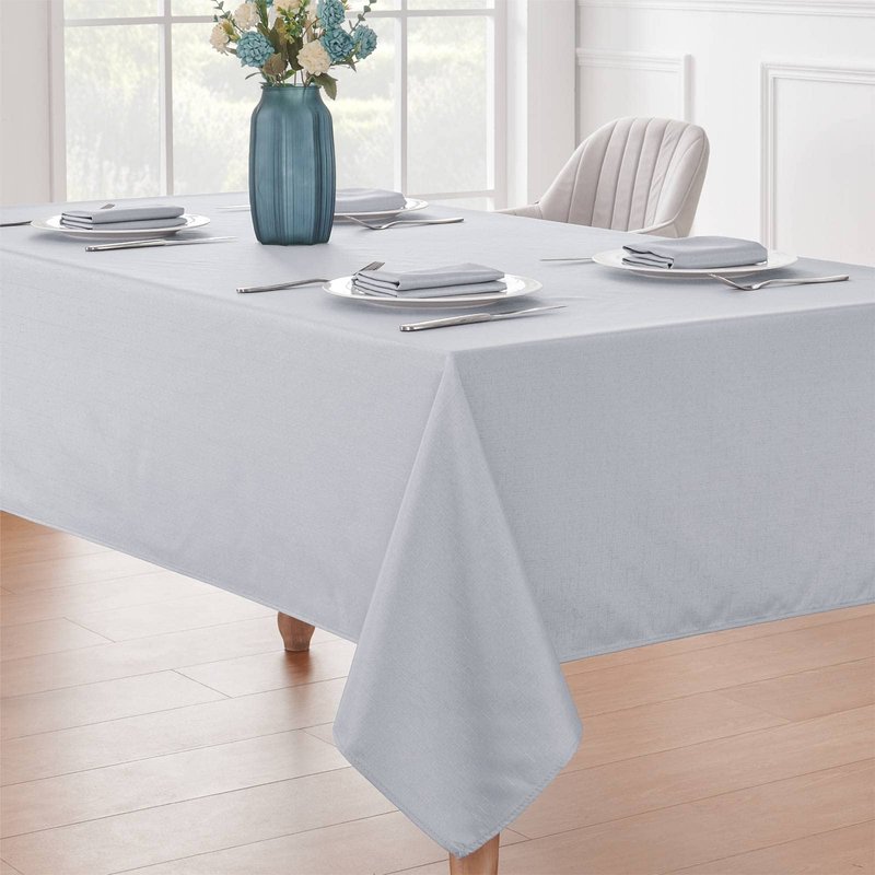 Veblandy Textured Rectangle Tablecloth 60x144 inch Table Cloth Water Resistant Wrinkle Free Spill-Proof, Decorative Fabric Table Cover Washable for Banquet Parties Event Holiday Dinner, Light Grey