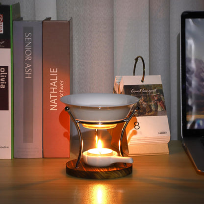 JUXYES Romantic Ceramic Tealight Wax Melt Warmer, Non Elecric Essential Oil Warmer Candle Fragrance Warmer Aromatherapy Wax Candle Tart Burner Warmer Diffuser for Home Decoration